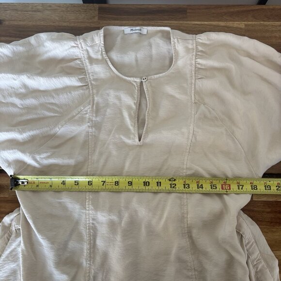 Madewell Tie-Front Paperbag Midi Dress Faux Wrap Peasant Boho Sz Medium - Picture 15 of 16